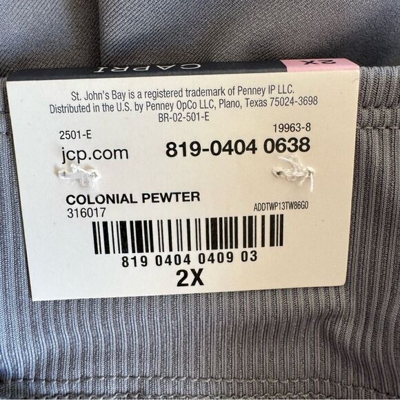 NWT St Johns Bay mid rise Capri in Colonial Pewter Drawstring waist Size XXL - Picture 6 of 7